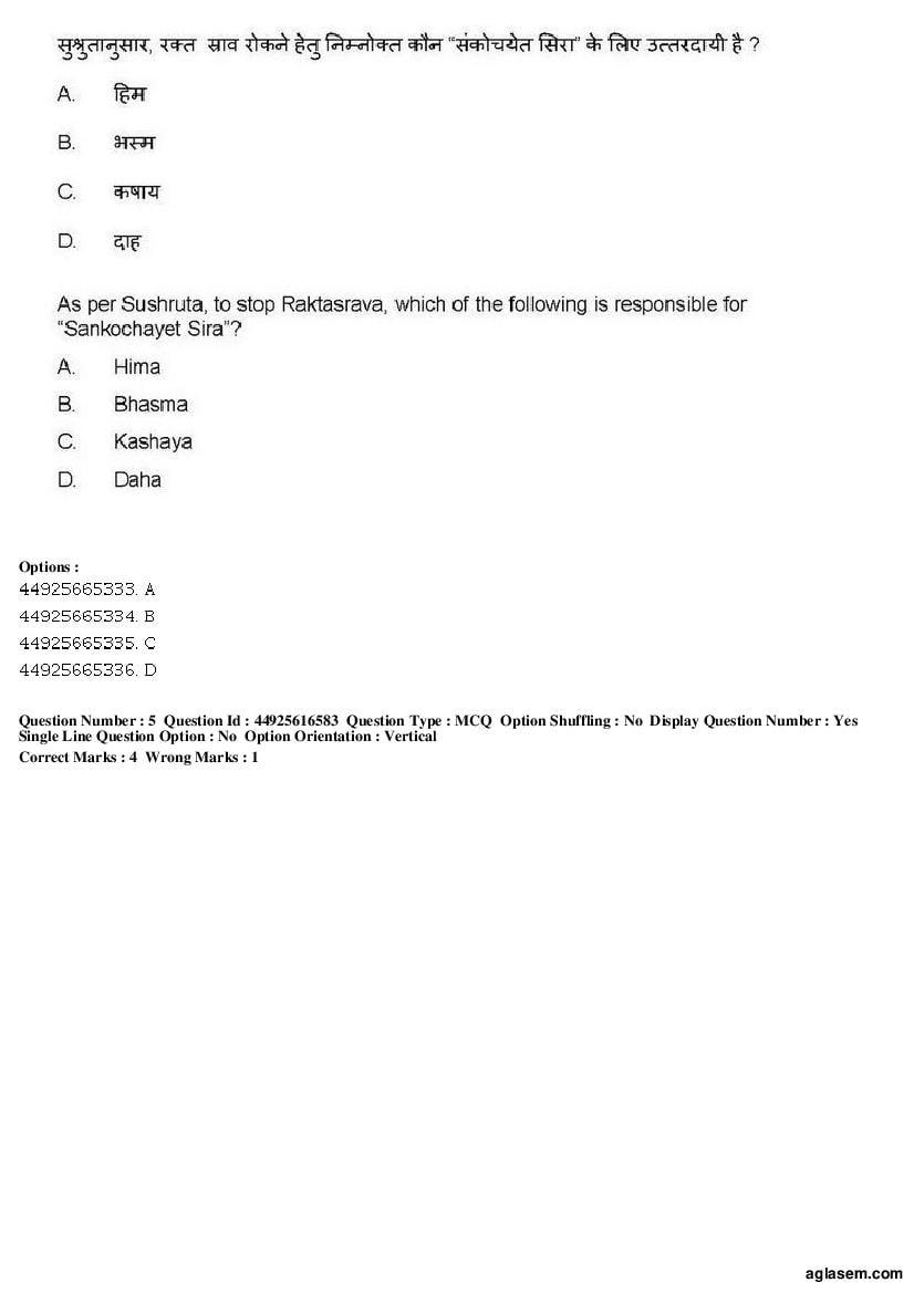 AIAPGET 2019 Question Paper PDF (Ayurveda, Homoeopathy, Siddha, Unani)