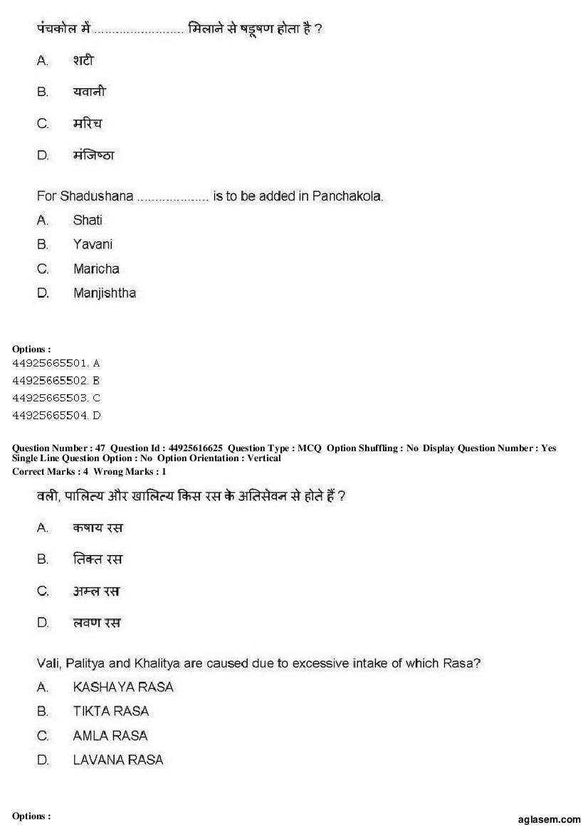 AIAPGET 2019 Question Paper PDF (Ayurveda, Homoeopathy, Siddha, Unani)