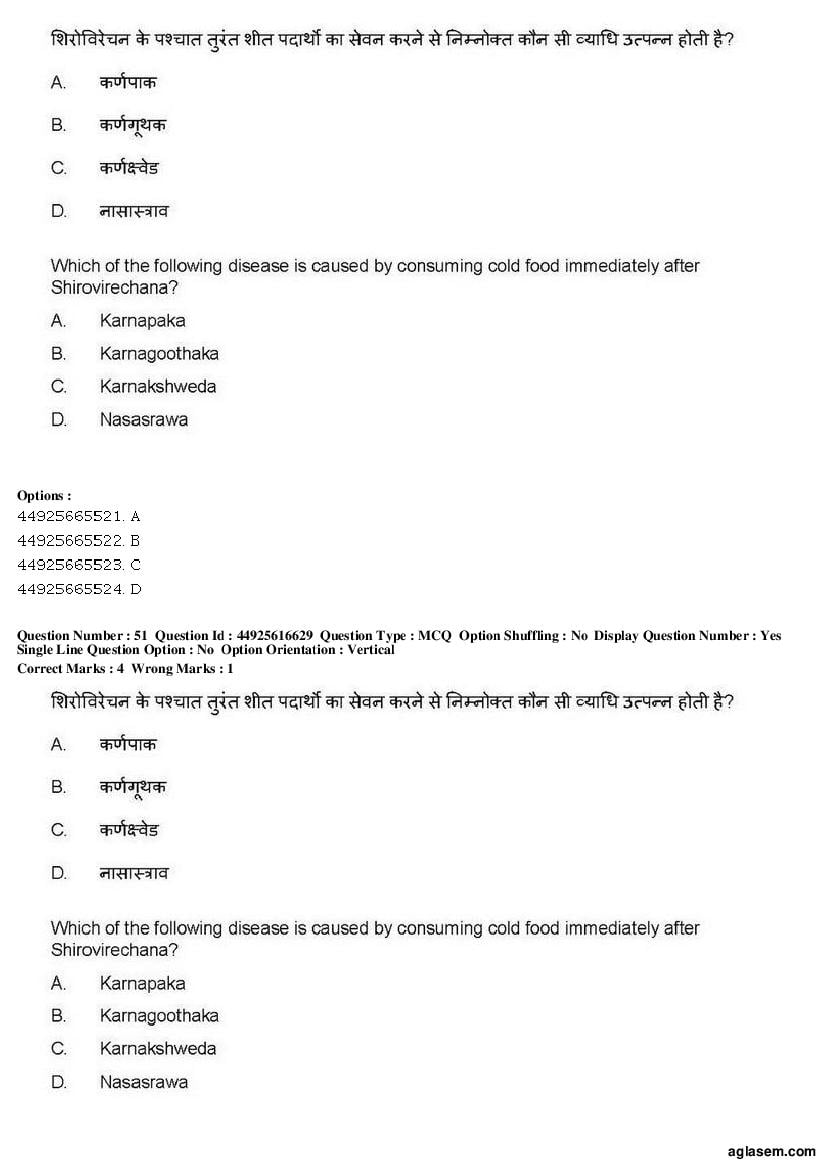 AIAPGET 2019 Question Paper PDF (Ayurveda, Homoeopathy, Siddha, Unani)