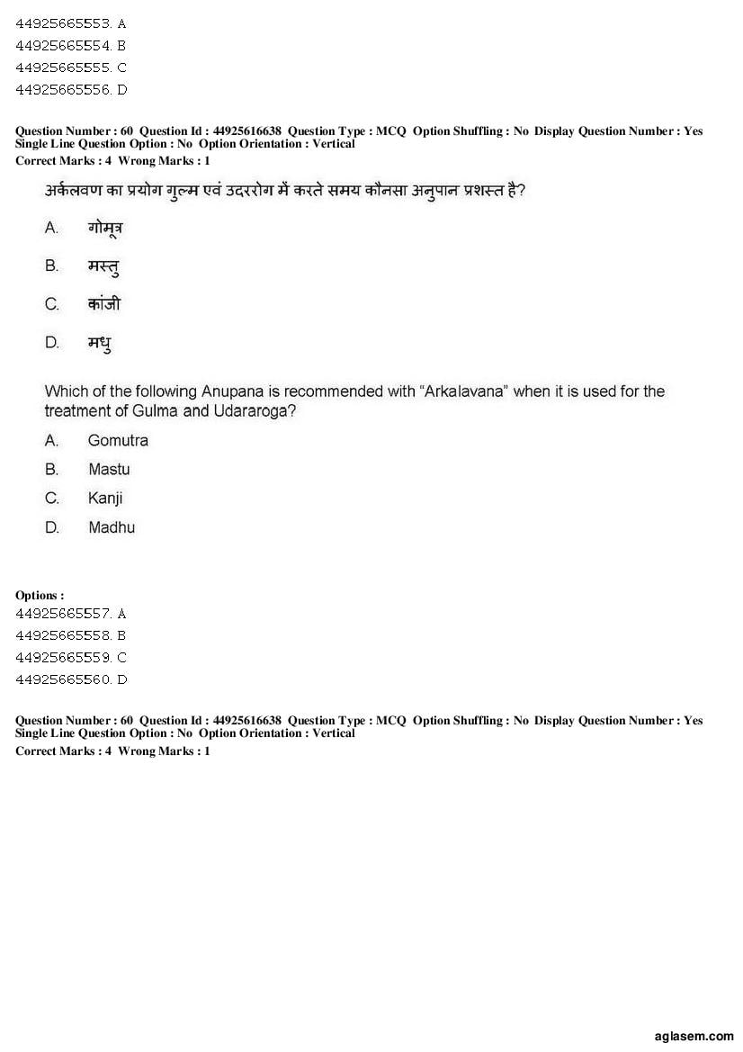 AIAPGET 2019 Question Paper PDF (Ayurveda, Homoeopathy, Siddha, Unani)