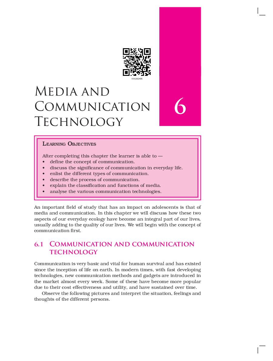 NCERT Book Class 11 Home Science (Human Ecology and Family Sciences) Chapter 6 Media and Communication Technology - Page 1