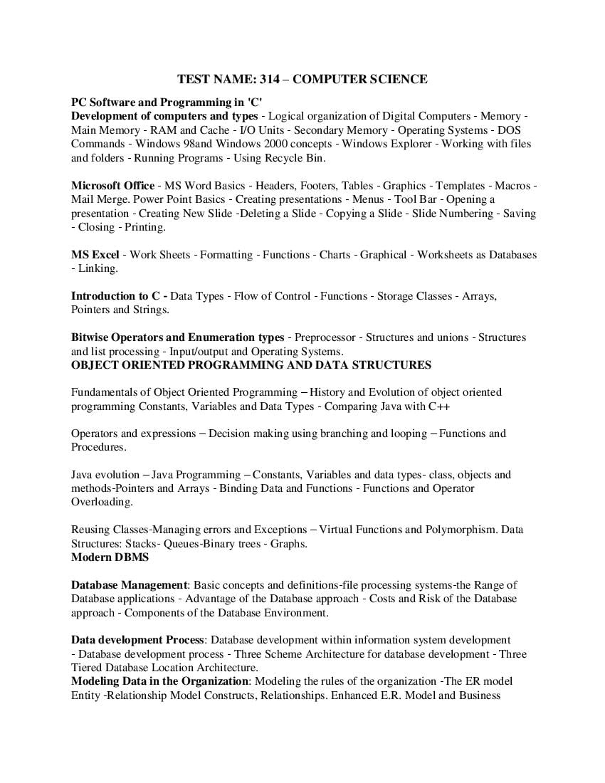 AP PGCET 2023 Syllabus Computer Science - Page 1