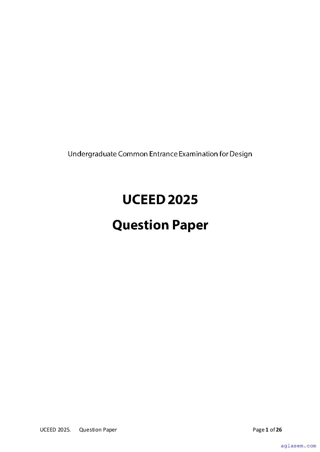 UCEED 2025 Question Paper - Page 1 of 26