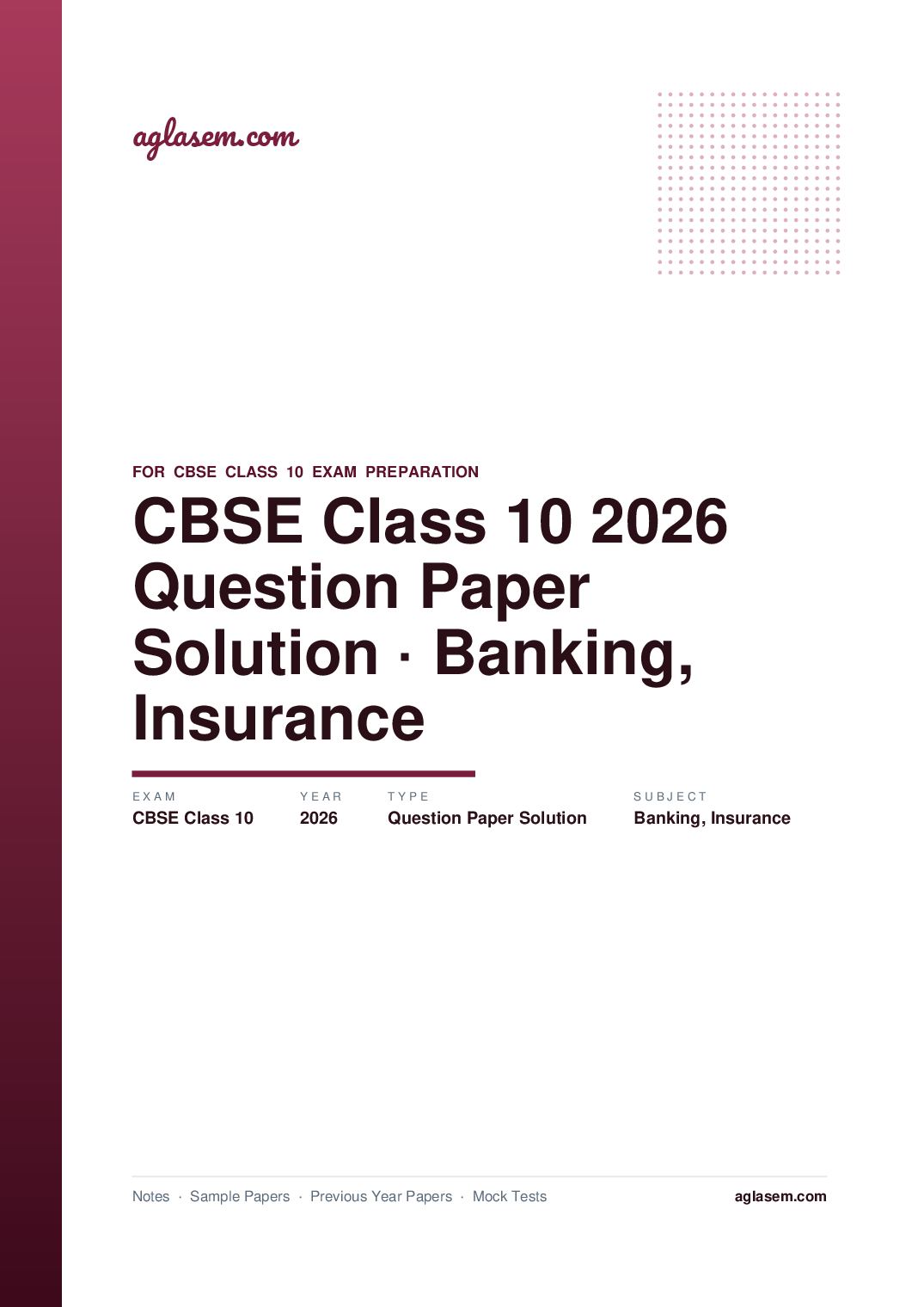 CBSE Class 10 Question Paper 2026 Solution Banking & Insurance - Page 1 of 7