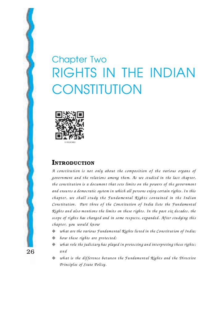 NCERT Book Class 11 Political Science (Indian Constitution at Work) Chapter 2 Rights in the Indian Constitution - Page 1