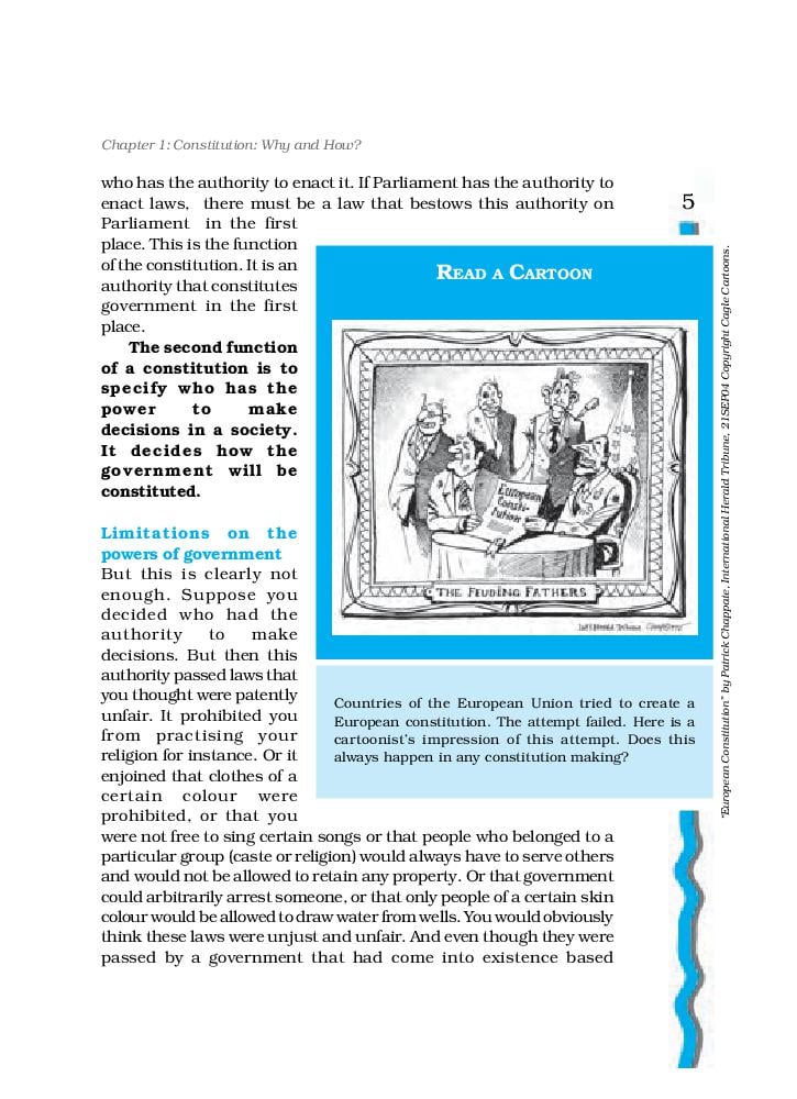 NCERT Book Class 11 Political Science Indian Constitution at Work Chapter 1  Constitution: Why and How?