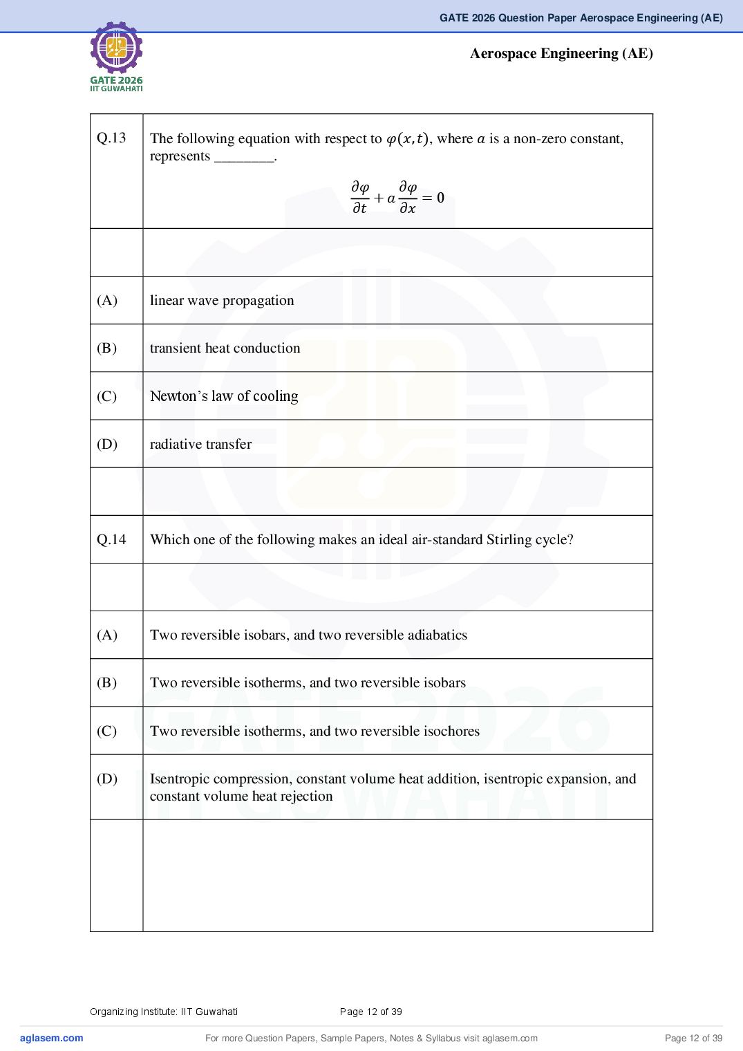 GATE 2026 Question Papers PDF with Answer Keys (38 Papers)