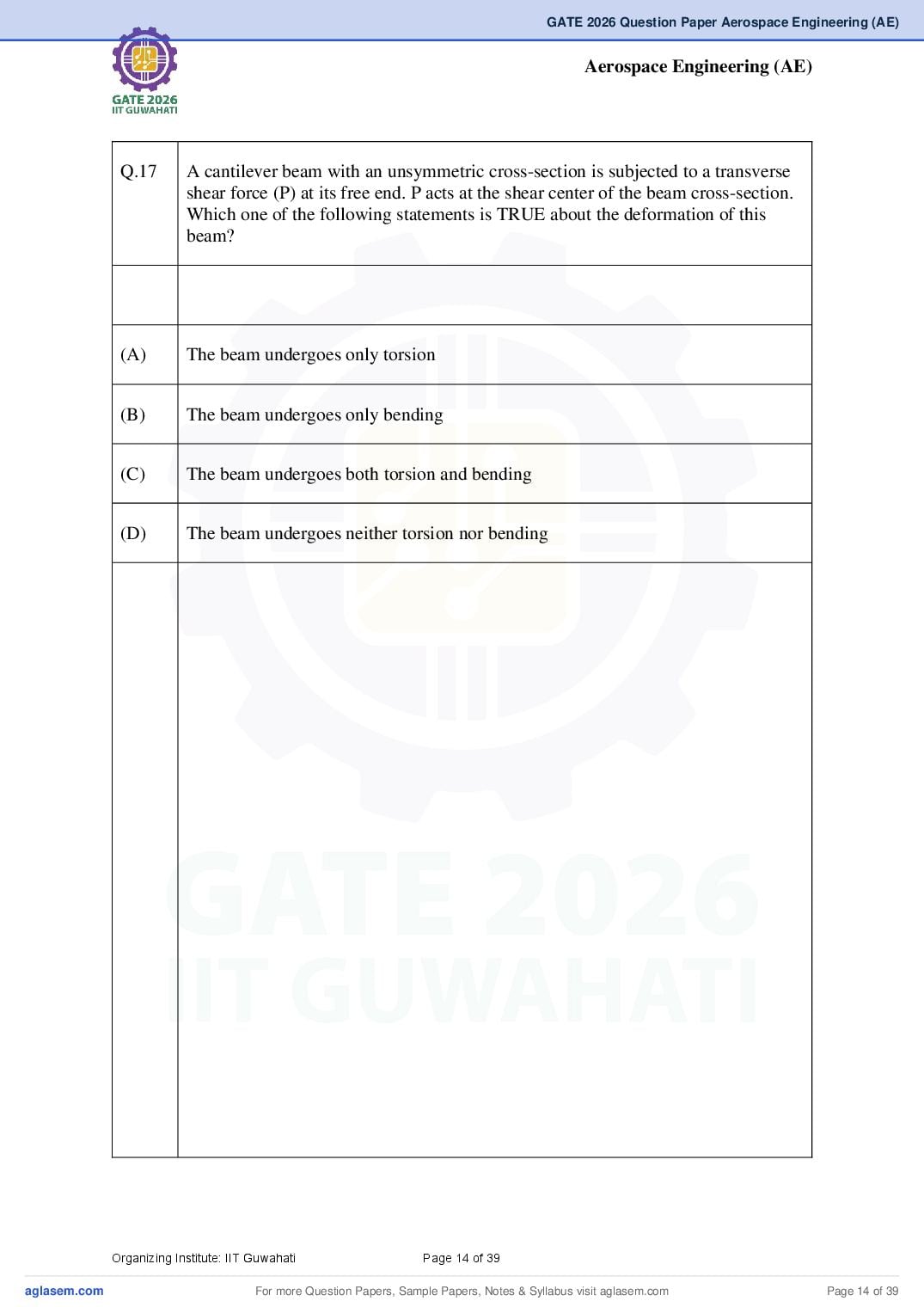 GATE 2026 Question Papers PDF with Answer Keys (38 Papers)