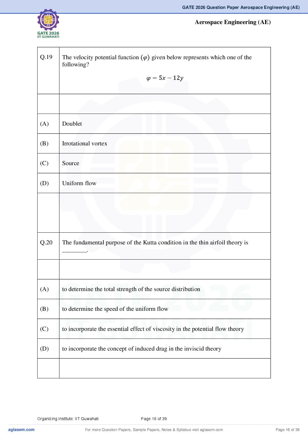GATE 2026 Question Papers PDF with Answer Keys (38 Papers)
