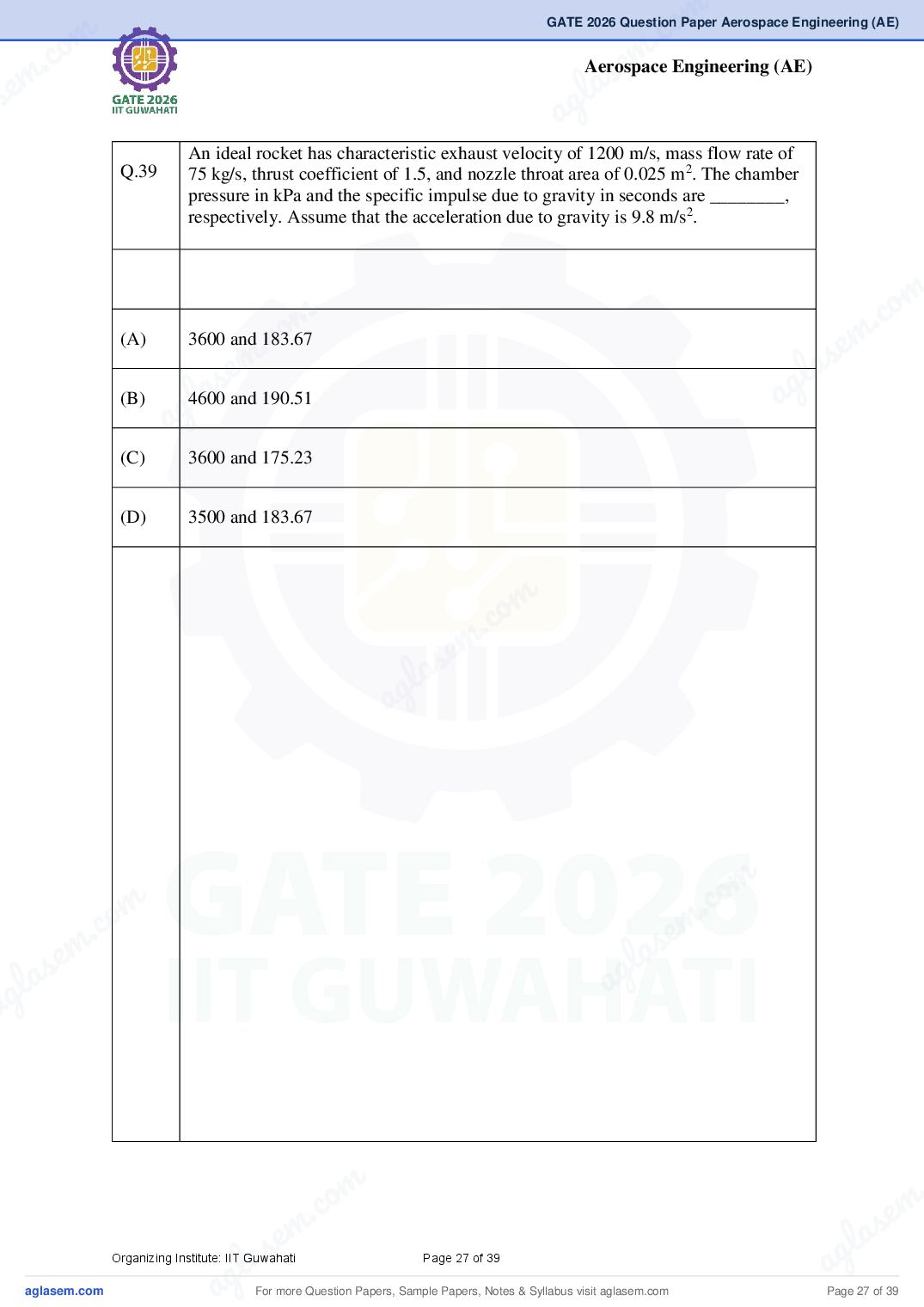 GATE 2026 Question Papers PDF with Answer Keys (38 Papers)