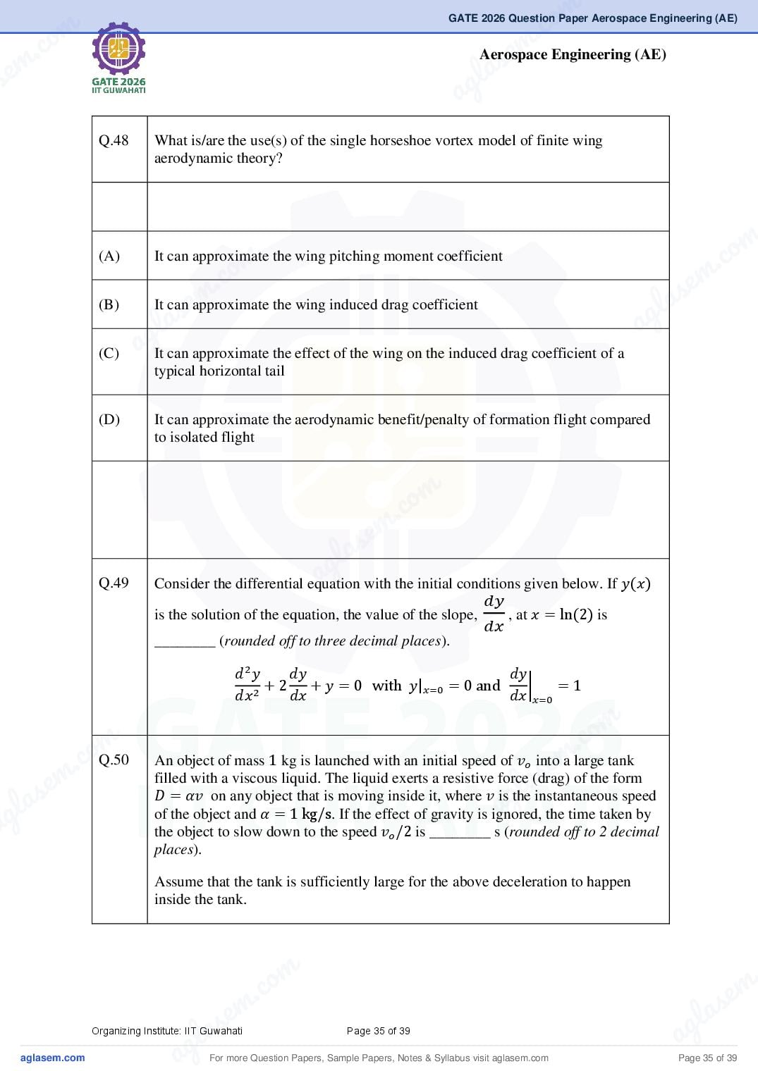 GATE 2026 Question Papers PDF with Answer Keys (38 Papers)