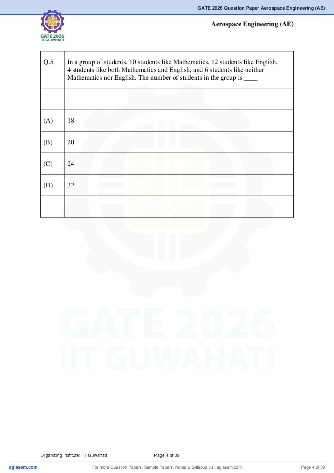 GATE 2026 Question Papers PDF with Answer Keys (38 Papers)