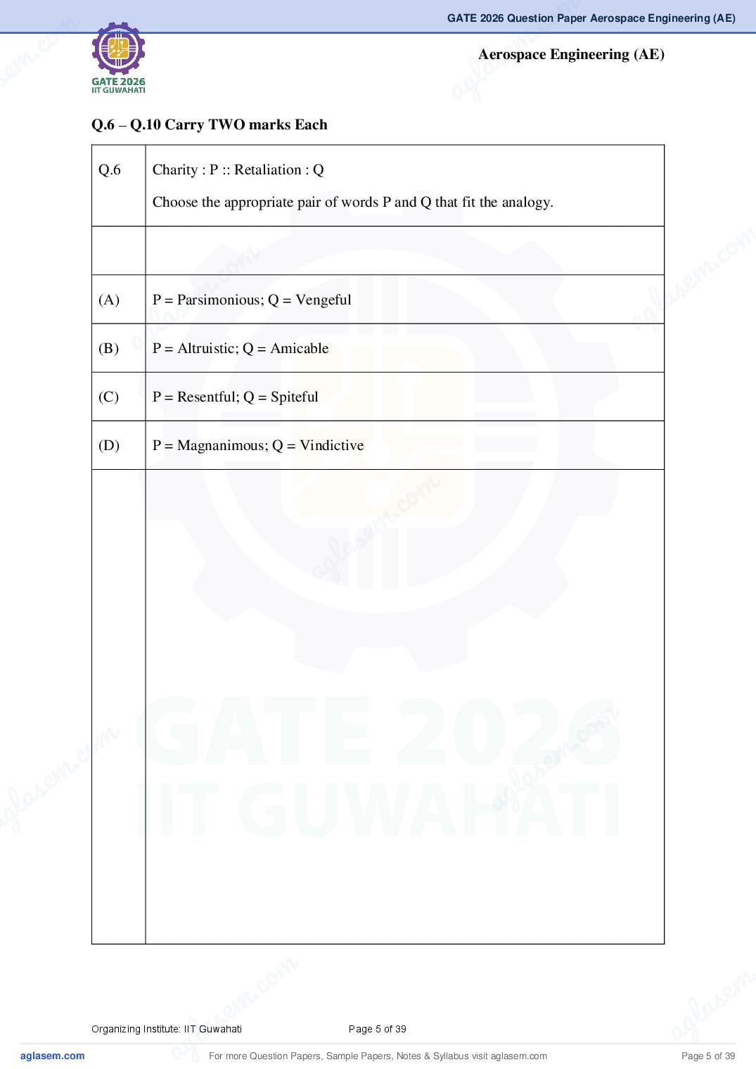 GATE 2026 Question Papers PDF with Answer Keys (38 Papers)