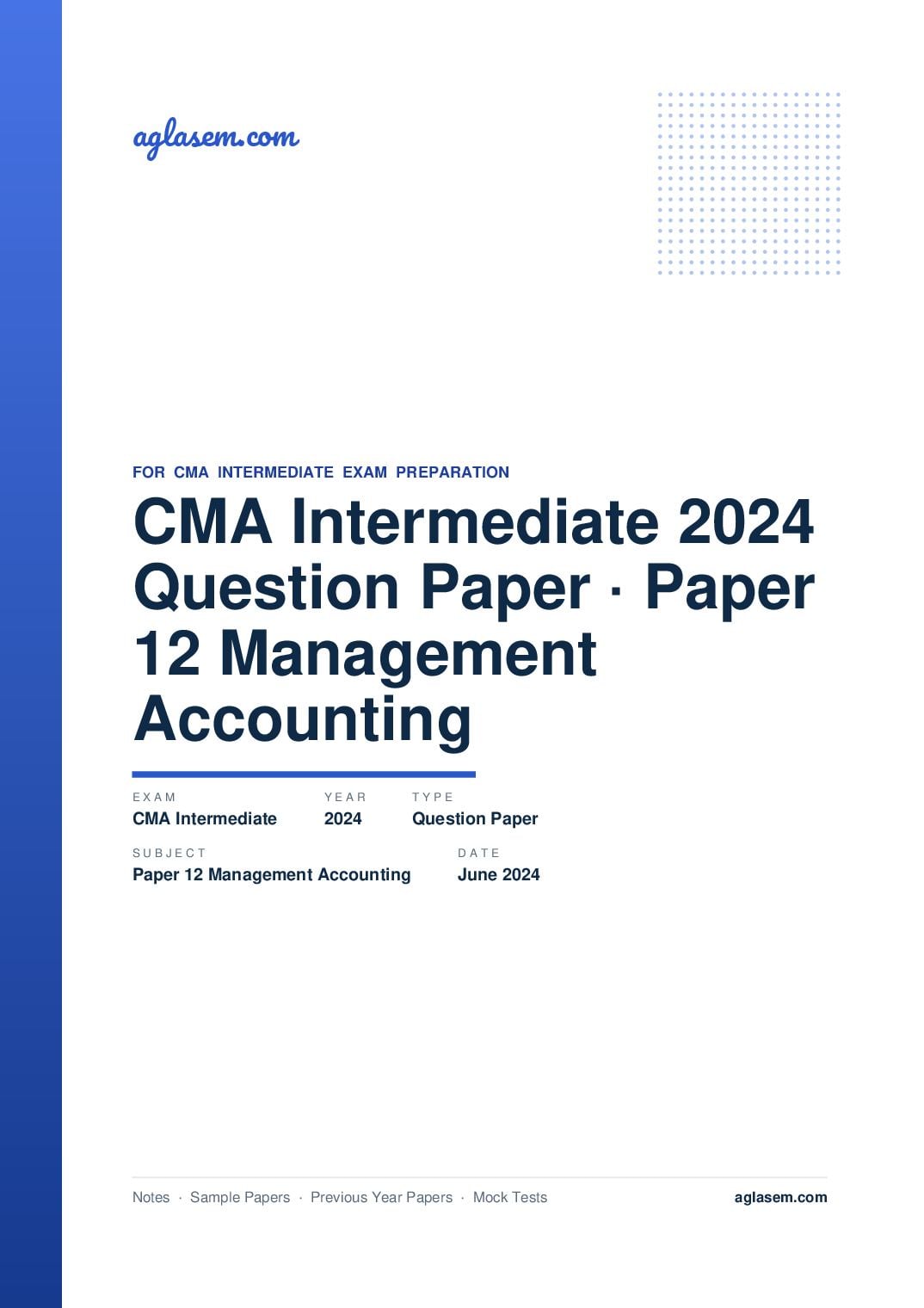 CMA Intermediate June 2024 Question Paper Paper 12 Management Accounting - Page 1 of 13