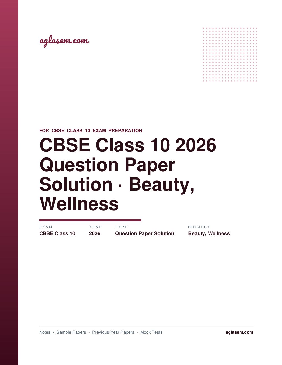 CBSE Class 10 Question Paper 2026 Solution Beauty & Wellness - Page 1 of 10
