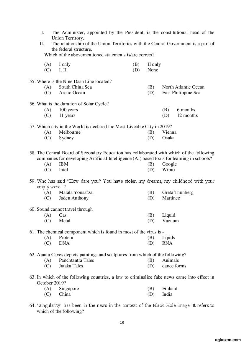 AILET 2020 Question Paper PDF with Answer Key (BA LLB, LLM, PhD)