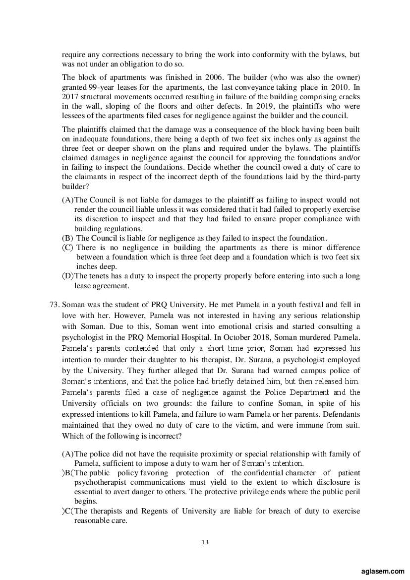 AILET 2020 Question Paper PDF with Answer Key (BA LLB, LLM, PhD)