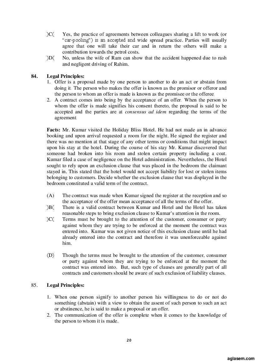 AILET 2020 Question Paper PDF with Answer Key (BA LLB, LLM, PhD)