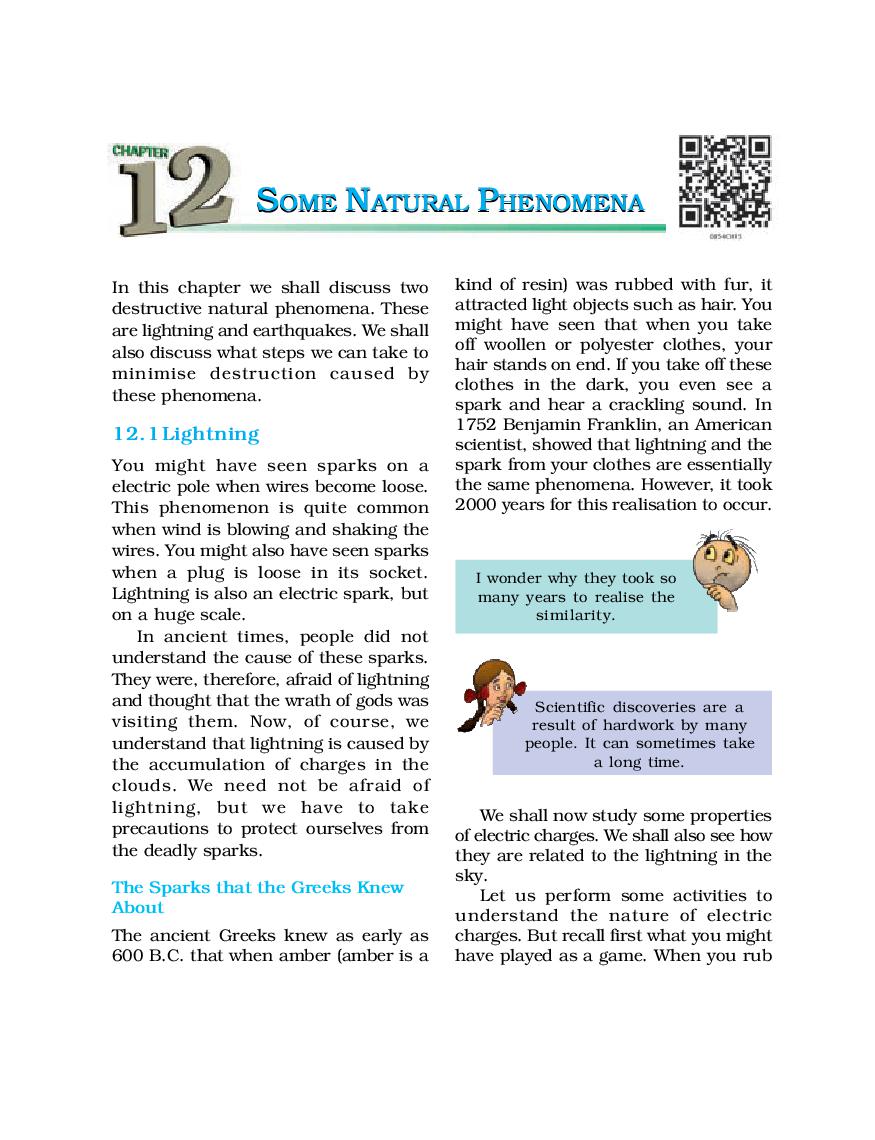 NCERT Book Class 8 Science Chapter 12 Some Natural Phenomena - Page 1