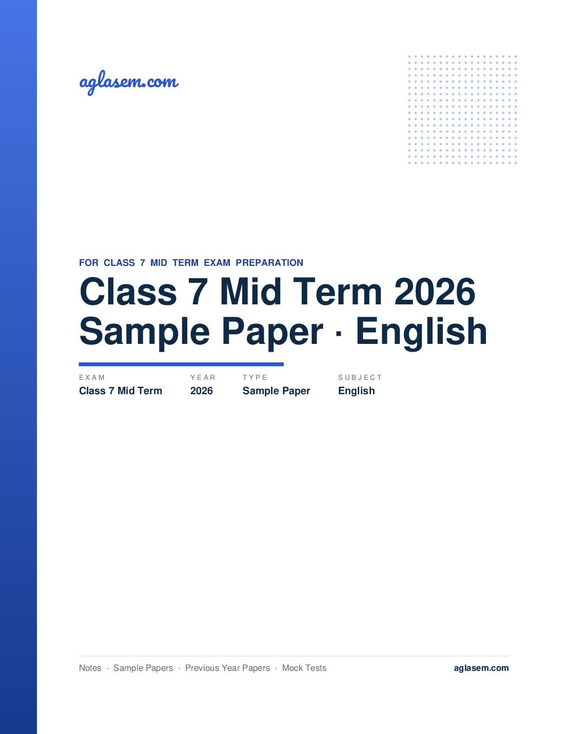 Class 7 Mid Term Sample Paper 2026 English - Page 1 of 9