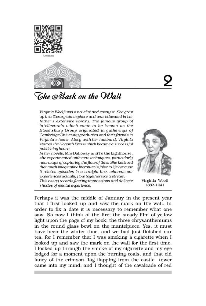 NCERT Book Class 12 English (kaleidoscope) Non Fiction 2 The Mark on the Wall - Page 1