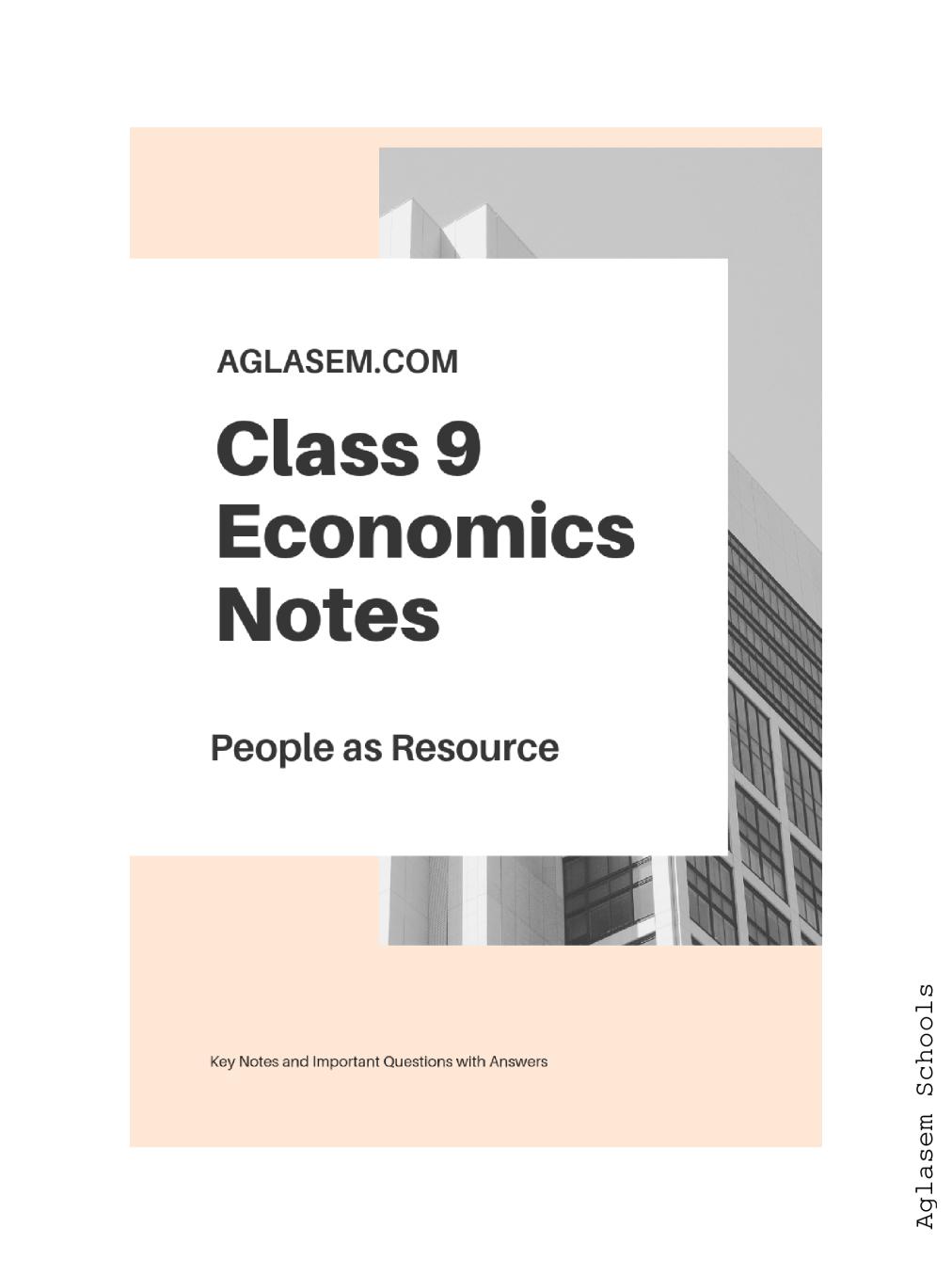 Class 9 Social Science Economics Notes for People as Resource - Page 1