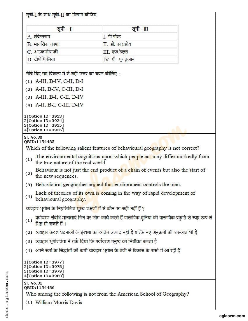 CUET PG Geography Question Paper 2022 (PDF) - Download Here - AglaSem ...