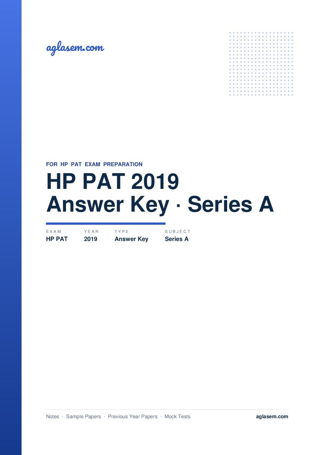 HP PAT 2019 Answer Key Series A - Page 1 of 2