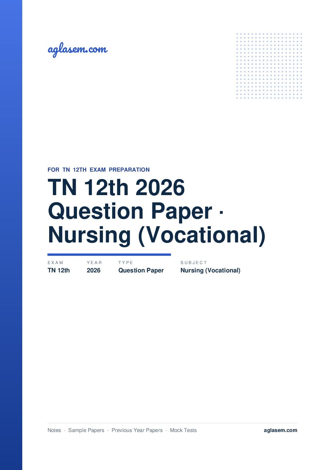 TN 12th Question Paper 2026 Nursing (Vocational) - Page 1 of 9