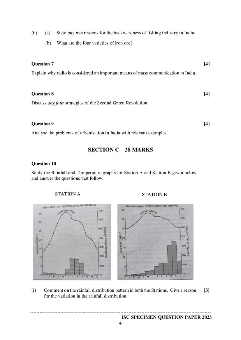 Isc Geography Specimen Paper Pdf Cisce Class Geography Sample Paper