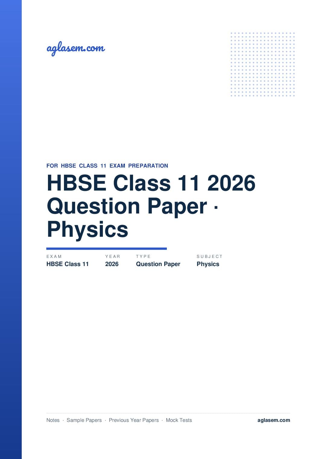 HBSE Class 11 Question Paper 2026 Physics - Page 1 of 16