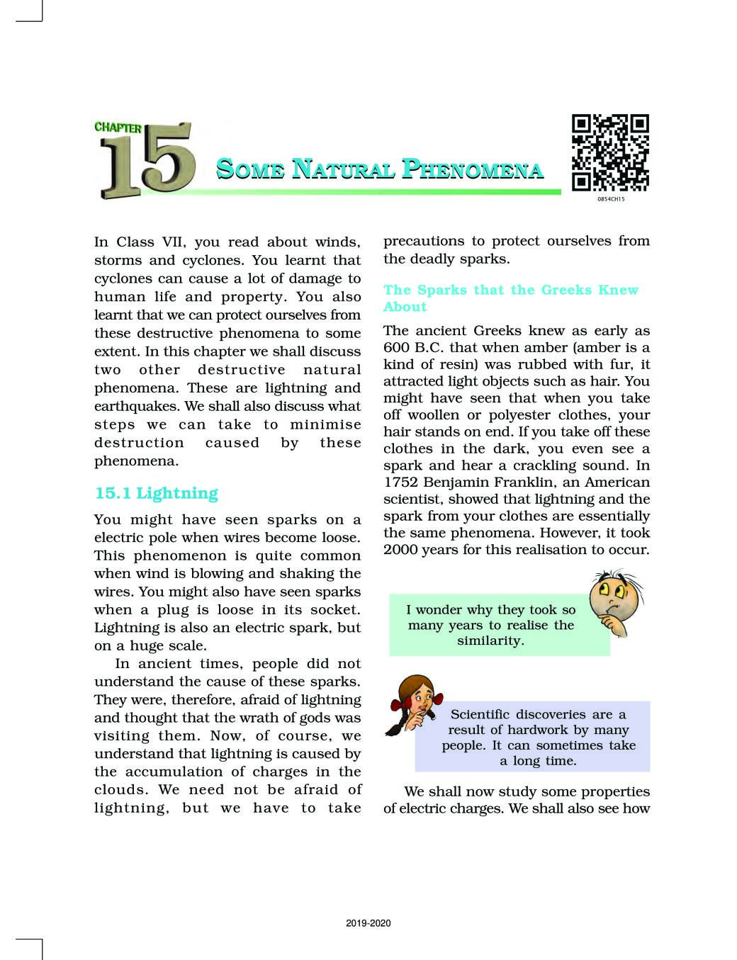 NCERT Book Class 8 Science Chapter 15 Some Natural Phenomena - Page 1