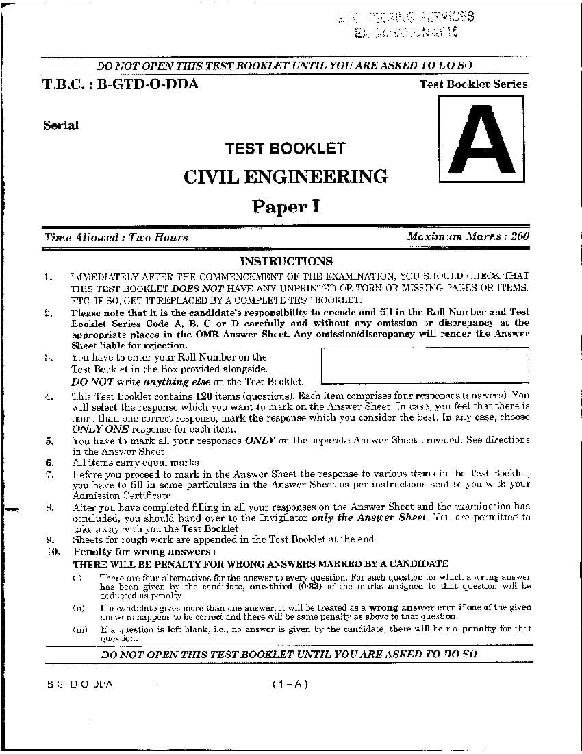 UPSC IES 2015 (Prelims) Question Paper Civil Engineering - Page 1