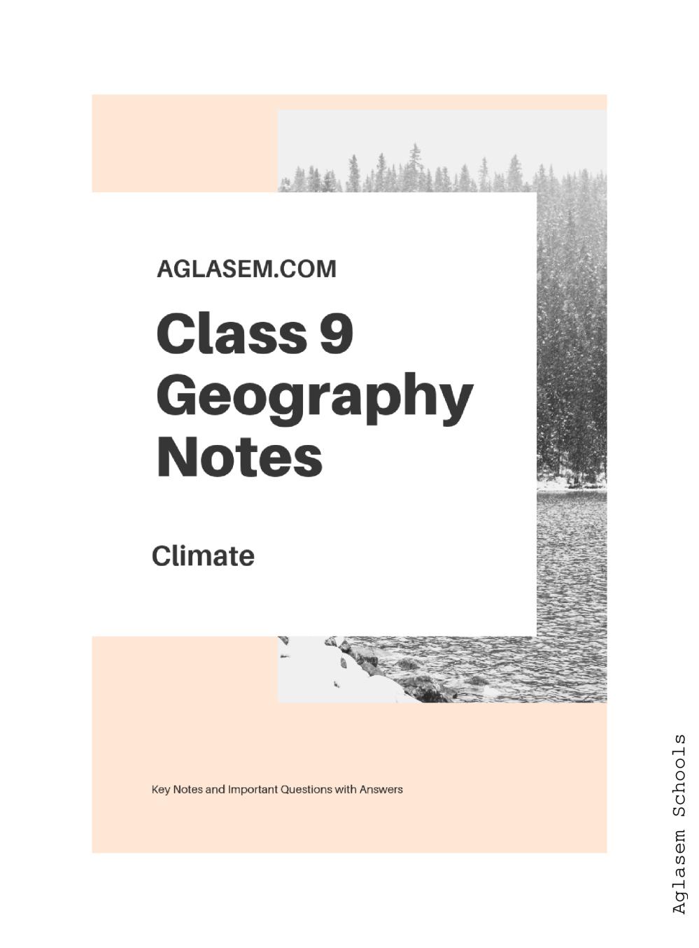Class 9 Social Science Geography Notes for Climate - Page 1