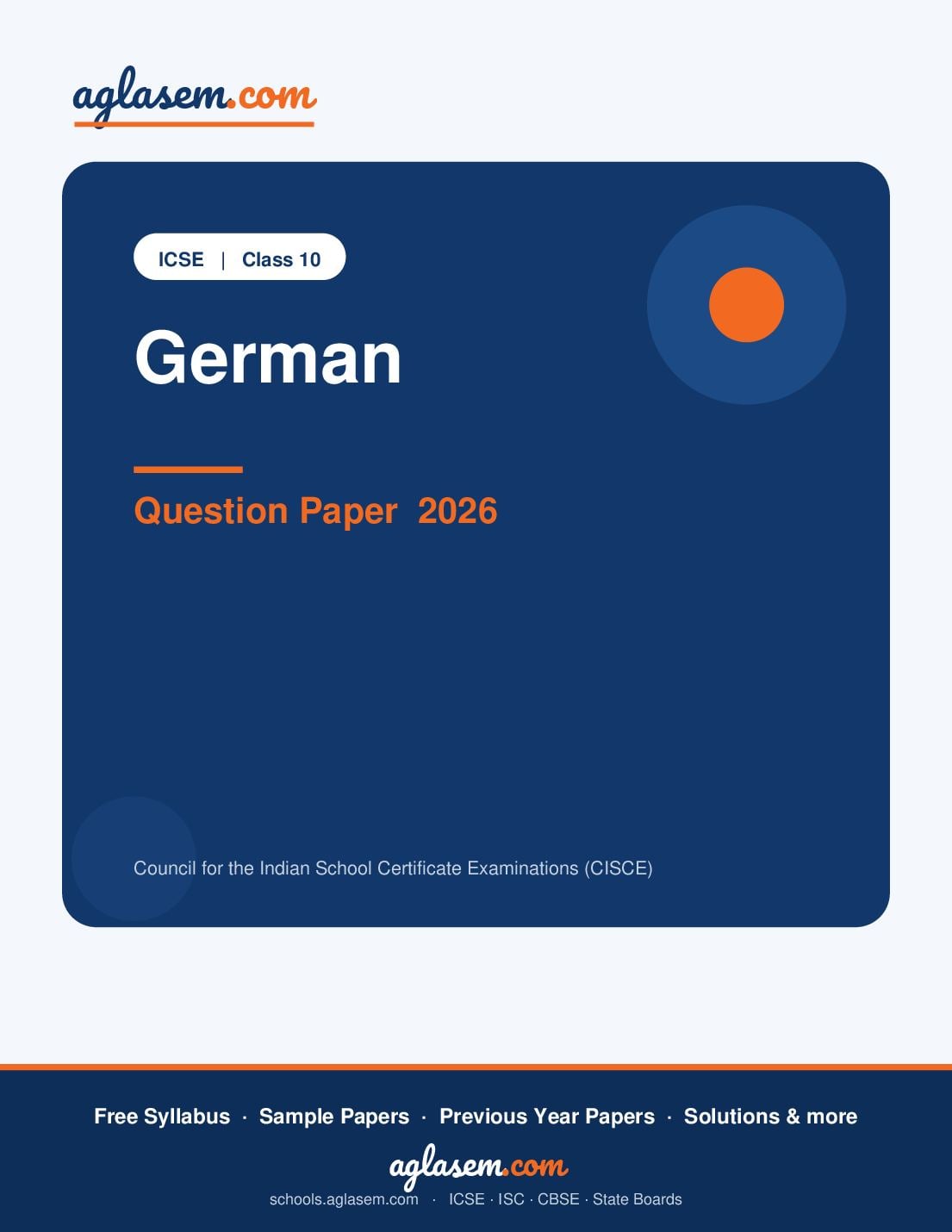 ICSE Class 10 Question Paper 2026 German - Page 1 of 12