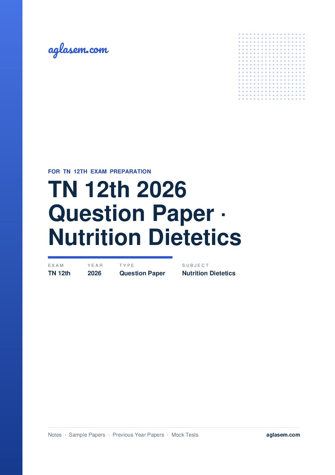 TN 12th Question Paper 2026 Nutrition and Dietetics - Page 1 of 9