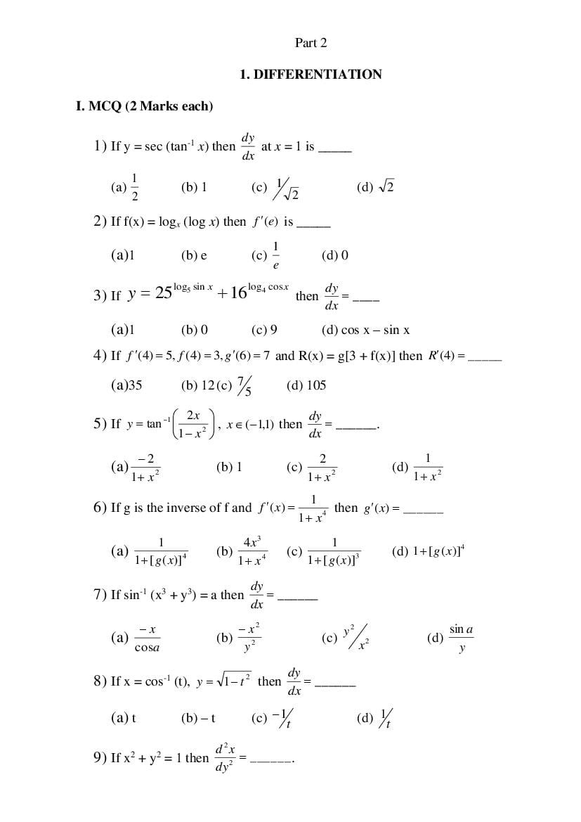 Maharashtra HSC Maths Question Bank 2023 (PDF) - Maharashtra Board ...