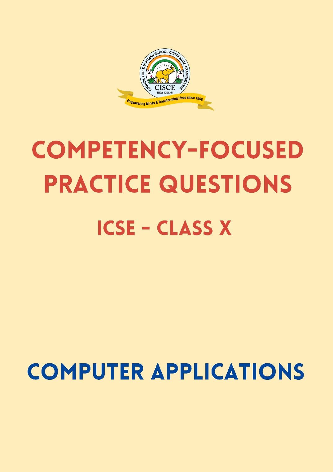 ICSE Class 10 Competency Based Questions (CBQ) Computer Applications - Page 1 of 40