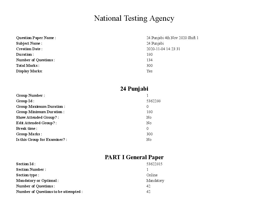 UGC NET 2020 Question Paper for 24 Punjabi - Page 1