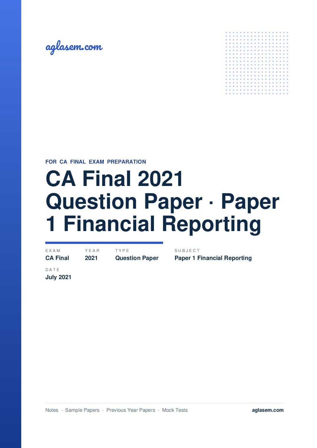CA Final July 2021 Question Paper Paper 1 Financial Reporting - Page 1 of 17