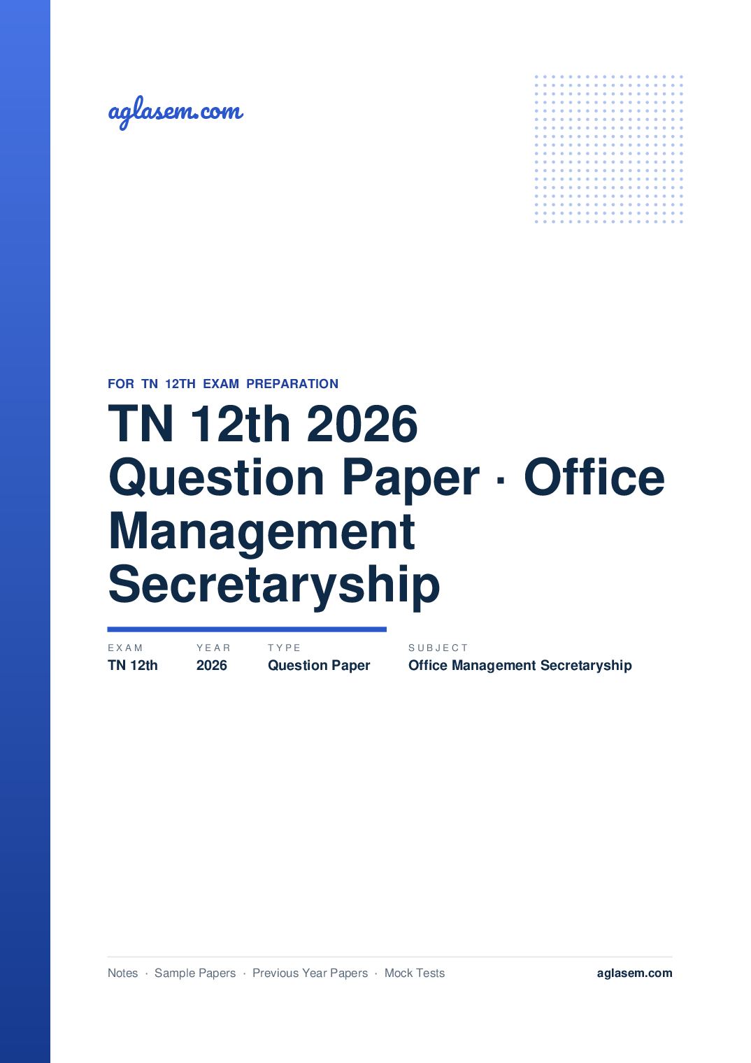 TN 12th Question Paper 2026 Office Management and Secretaryship - Page 1 of 8