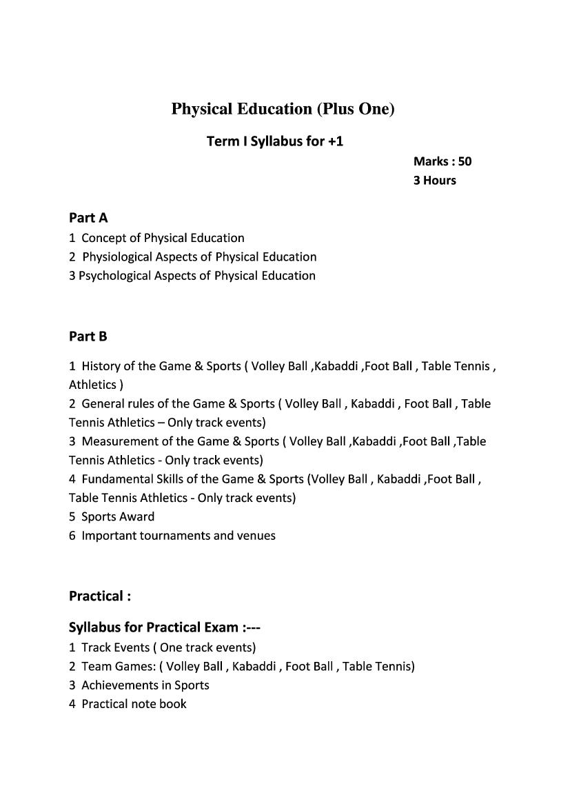 HP Board Class 11 Syllabus 2023 Physical Education - Page 1
