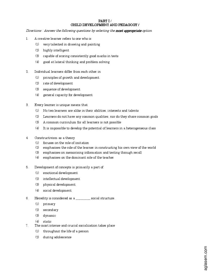 CTET 2011 (June) Question Paper 2 - Page 1