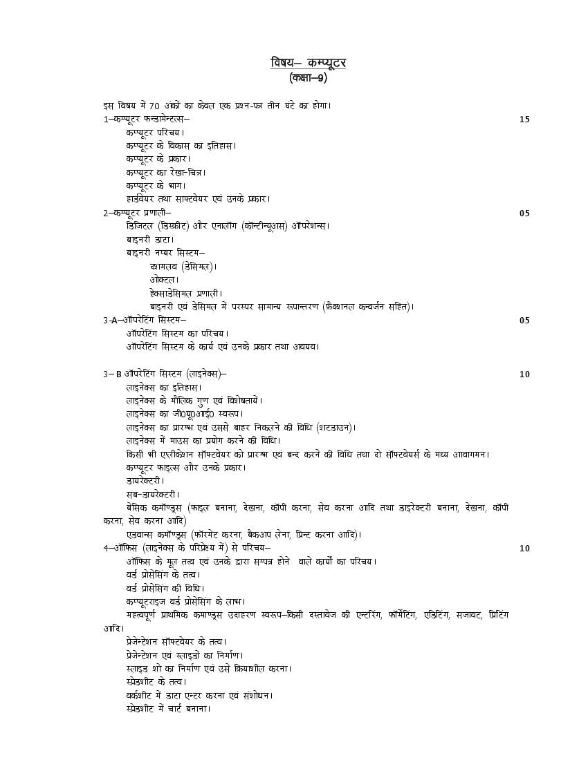 UP Board Class 9 Syllabus 2023 Computer - Page 1