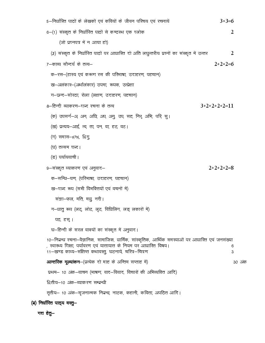 hindi class 10 up board syllabus