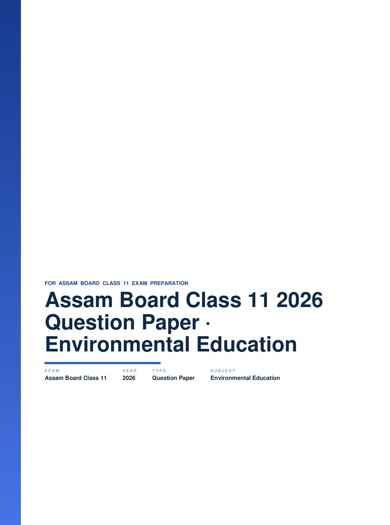 Assam Board Class 11 Question Paper 2026 Environmental Education - Page 1 of 3