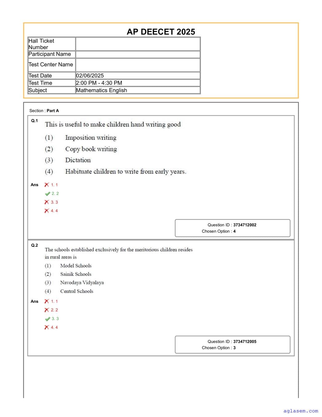AP DEECET 2025 Question Paper for Mathematics - Page 1 of 43