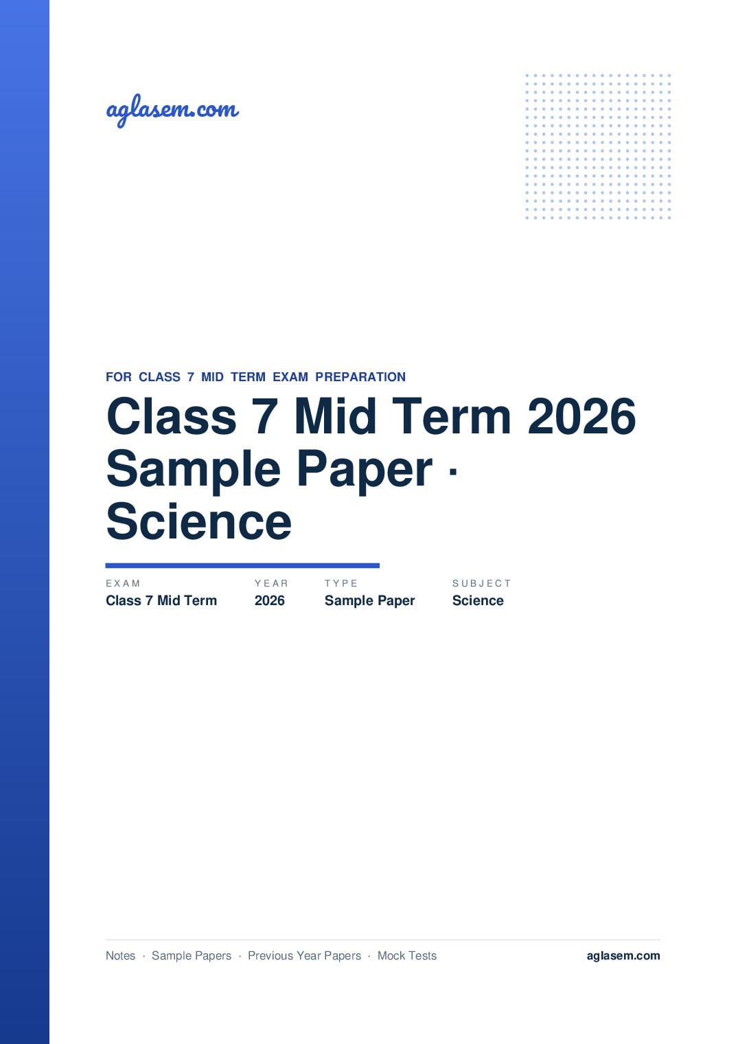 Class 7 Mid Term Sample Paper 2026 Science - Page 1 of 15