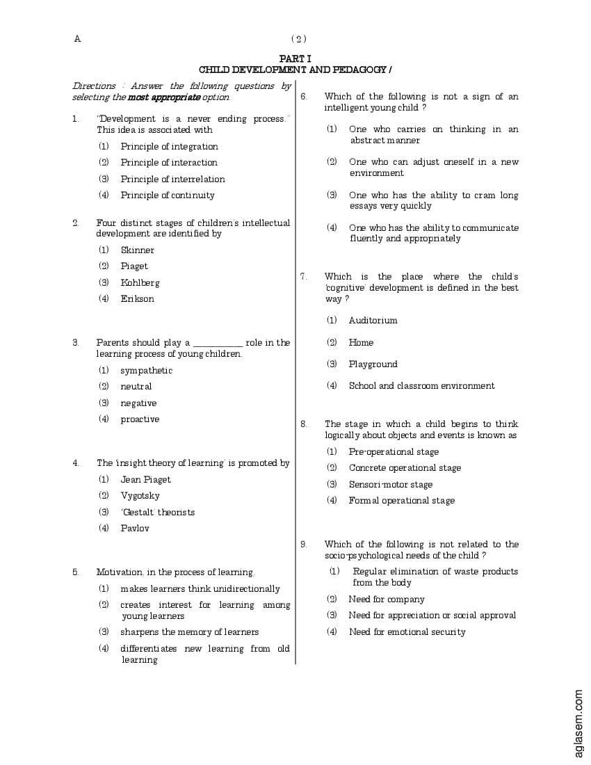 CTET 2011 (June) Question Paper 1