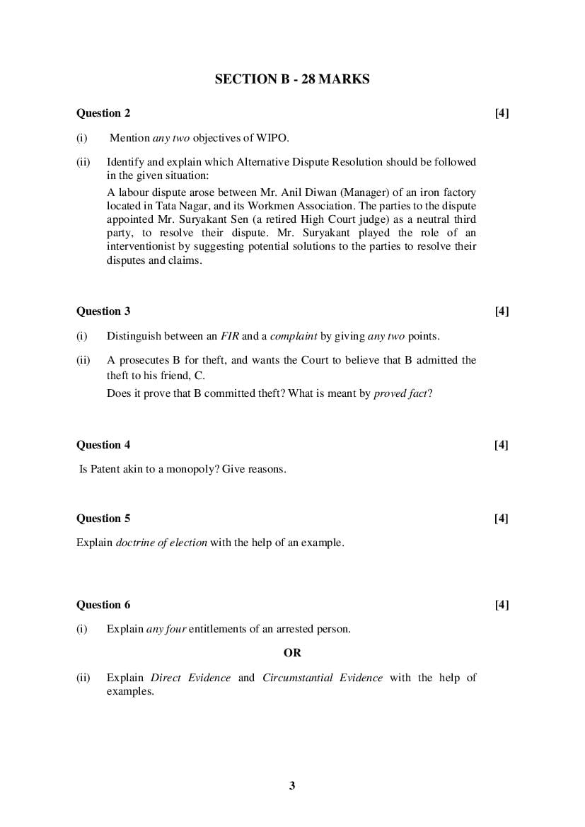 ISC Legal Studies Specimen Paper 2023 (PDF) CISCE Class 12 Legal